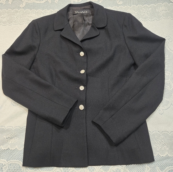 Tahari Jackets & Blazers - Tahari 100%Wool Womens Blazer Black Four Button Blazer Size 12 Work Business